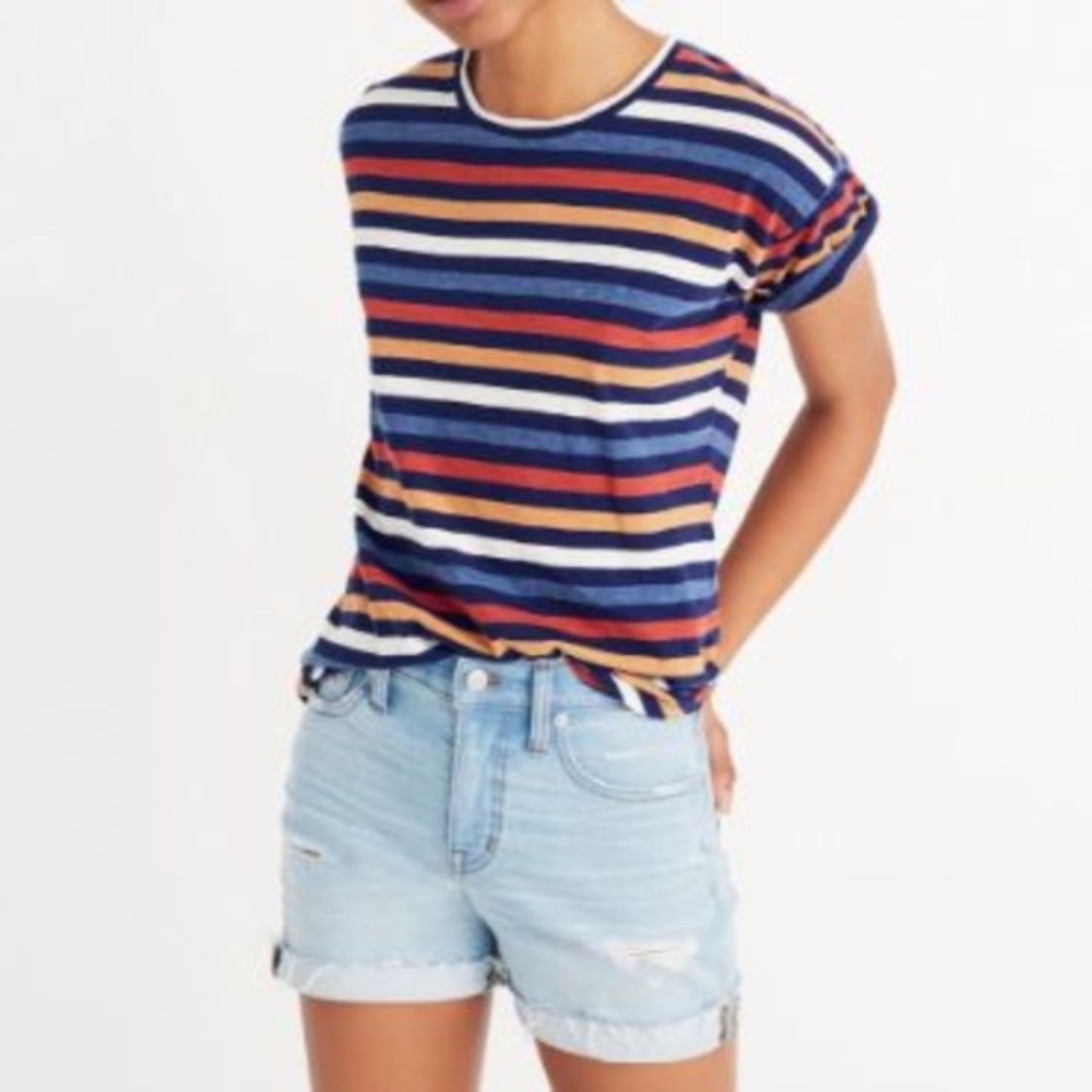 Whisper Cotton Crewneck Tee in Lennie Stripe